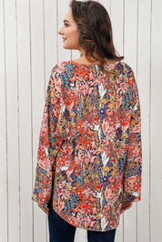 Floral V-Neck Long Sleeve Blouse