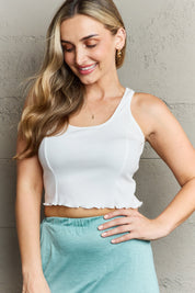 HIDDEN Bow Down Sleeveless Ruffle Crop Top