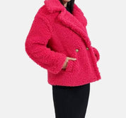 Gertrude Short Teddy Coat In Cerise