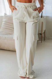 Drawstring High Waist Pants with Pockets