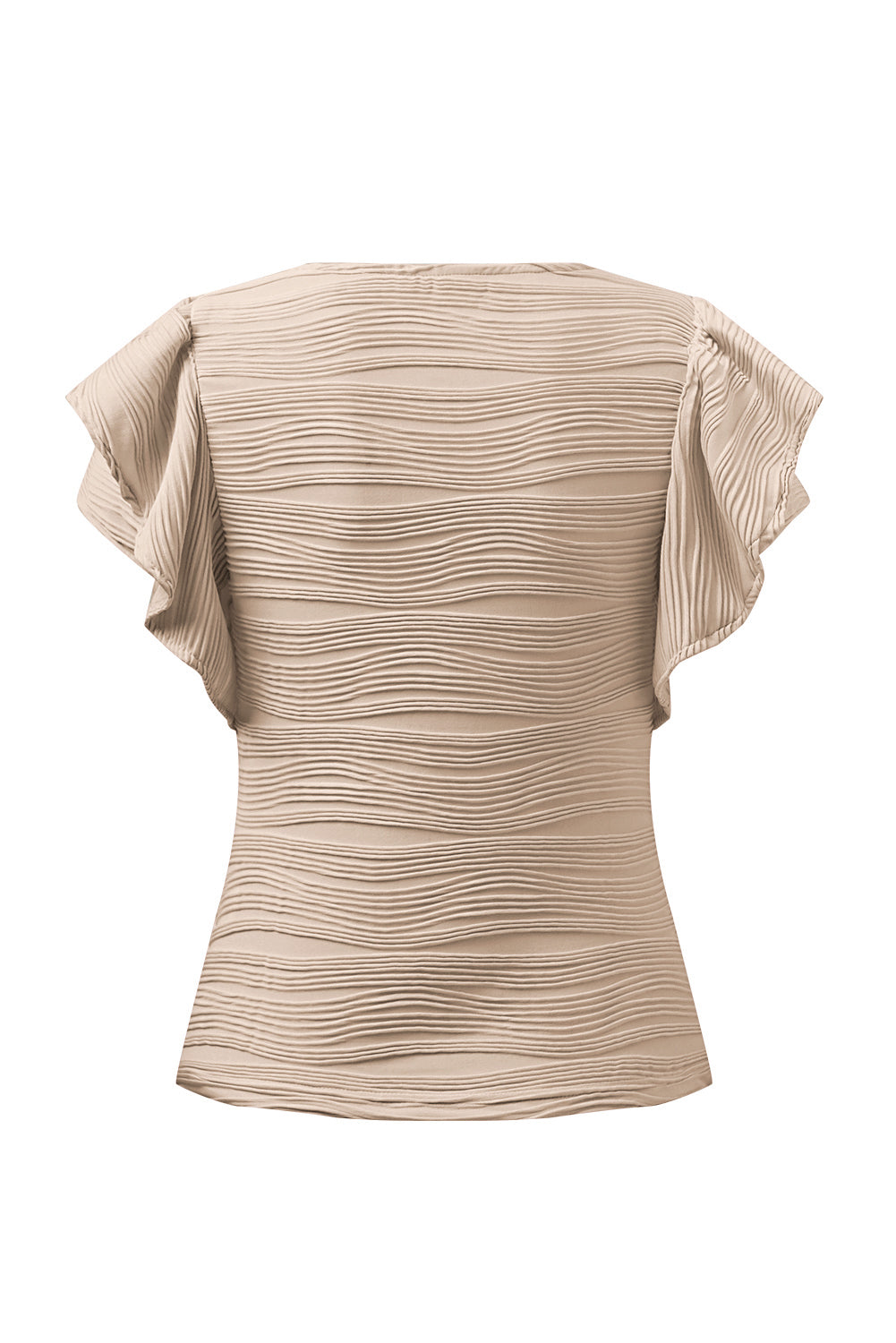 Textured Round Neck Cap Sleeve Top