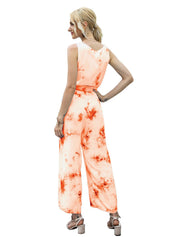 Ivy Lane Tie-Dye Tie Waist Sleeveless Jumpsuit