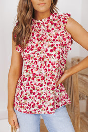 Floral Ruffle Sleeveless Top