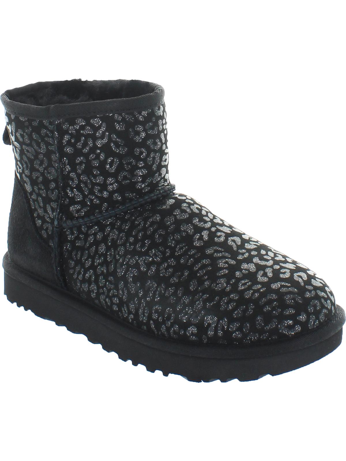 Classic Mini Womens Suede Snow Leopard Winter Boots