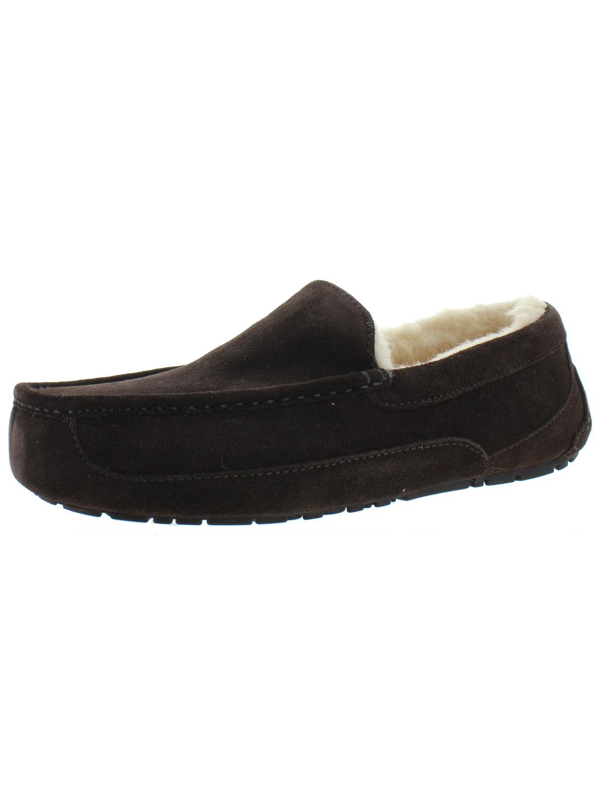 Ascot Mens Suede Shearling Moccasin Slippers