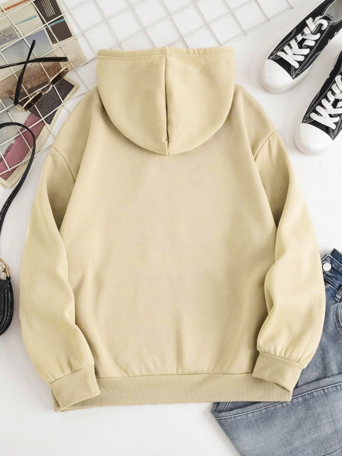 Drawstring Dropped Shoulder Hoodie