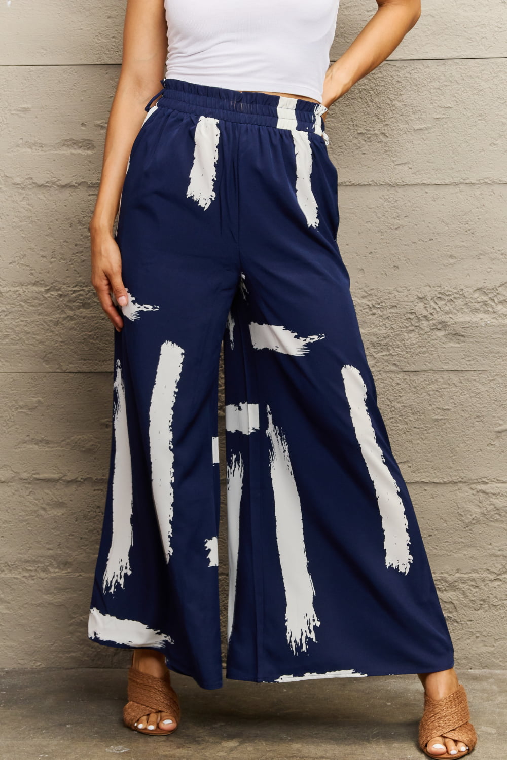 Perfee Printed Wide Leg Long Pants