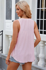 Eyelet Scoop Neck Wide Strap Tank