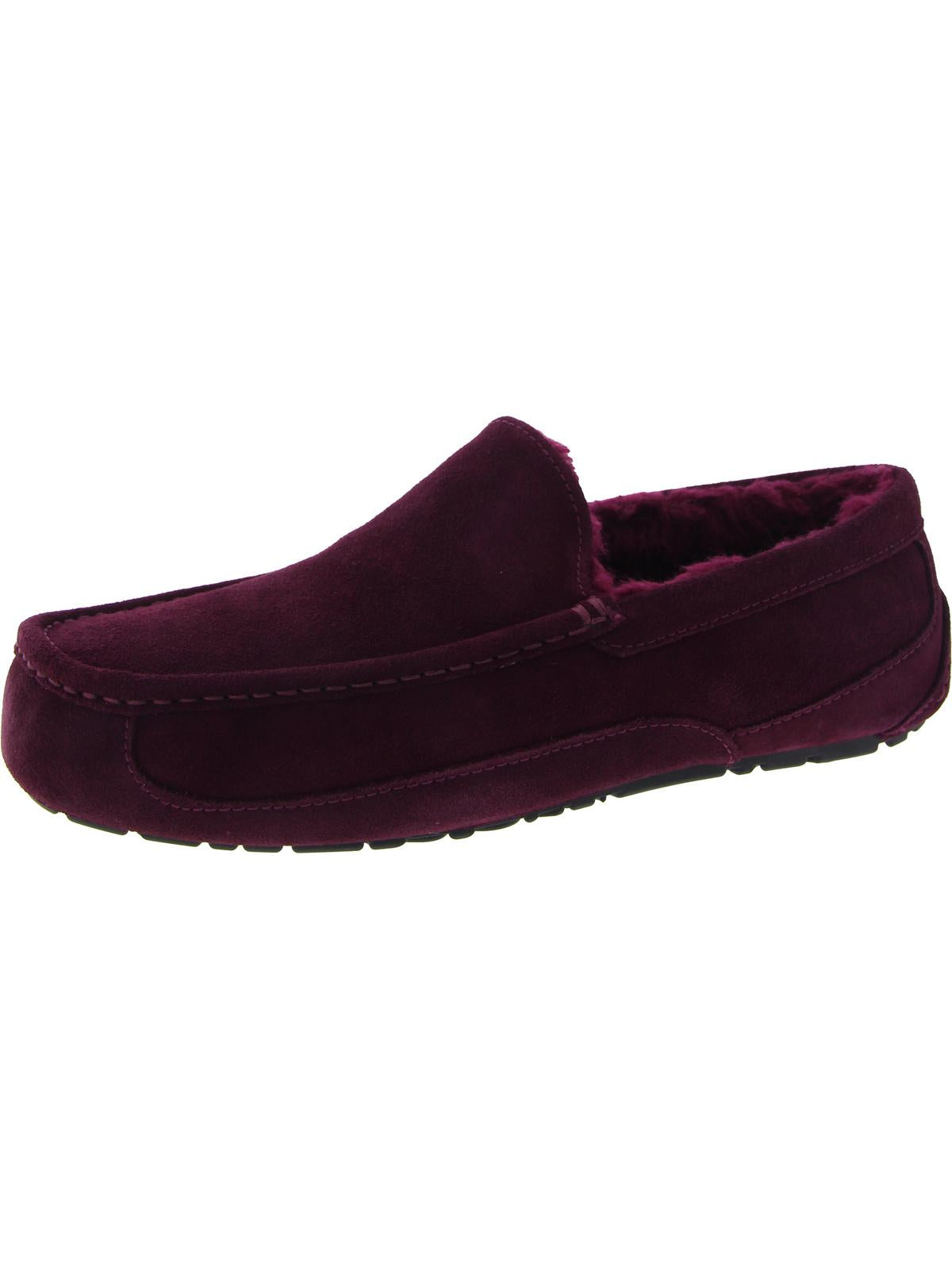 Ascot Mens Suede Shearling Moccasin Slippers