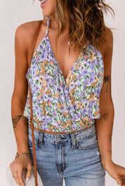 Floral Elastic Waist Cropped Cami