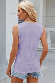 Eyelet V-Neck Wide Strap Tank