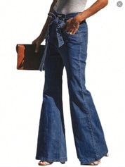 Tied Flare Jeans with Pockets