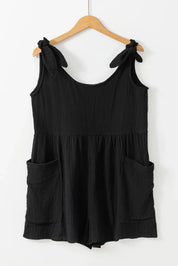 Scoop Neck Tie Shoulder Romper