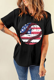 US Flag Round Neck Short Sleeve T-Shirt