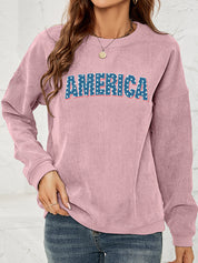 AMERICA Graphic Dropped Shoulder Sweatshirt