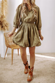 Johnny Collar Three-Quarter Sleeve Dress