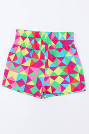 Color Block Elastic Waist Shorts