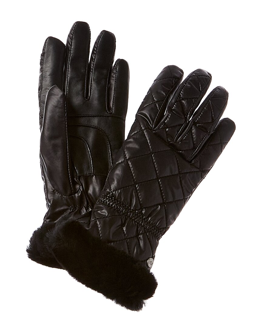 UGG All Weather Quilted Leather-Trim Gloves