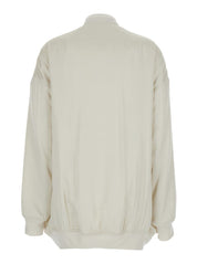 'Jumbo Peter Flight' White Bomber Jacket In Virgin Wool Woman