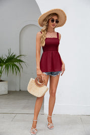 Smocked Square Neck Babydoll Tank