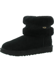 Womens Suede Faux Fur Lined Ankle Boots