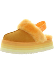 Funkette Womens Suede Shearling Slip-On Slippers