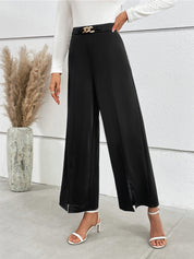 Honey Chain Detail Slit Straight Pants