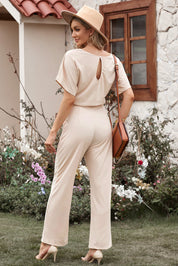 Full Size Tie Waist Straight Leg Jumpsuit