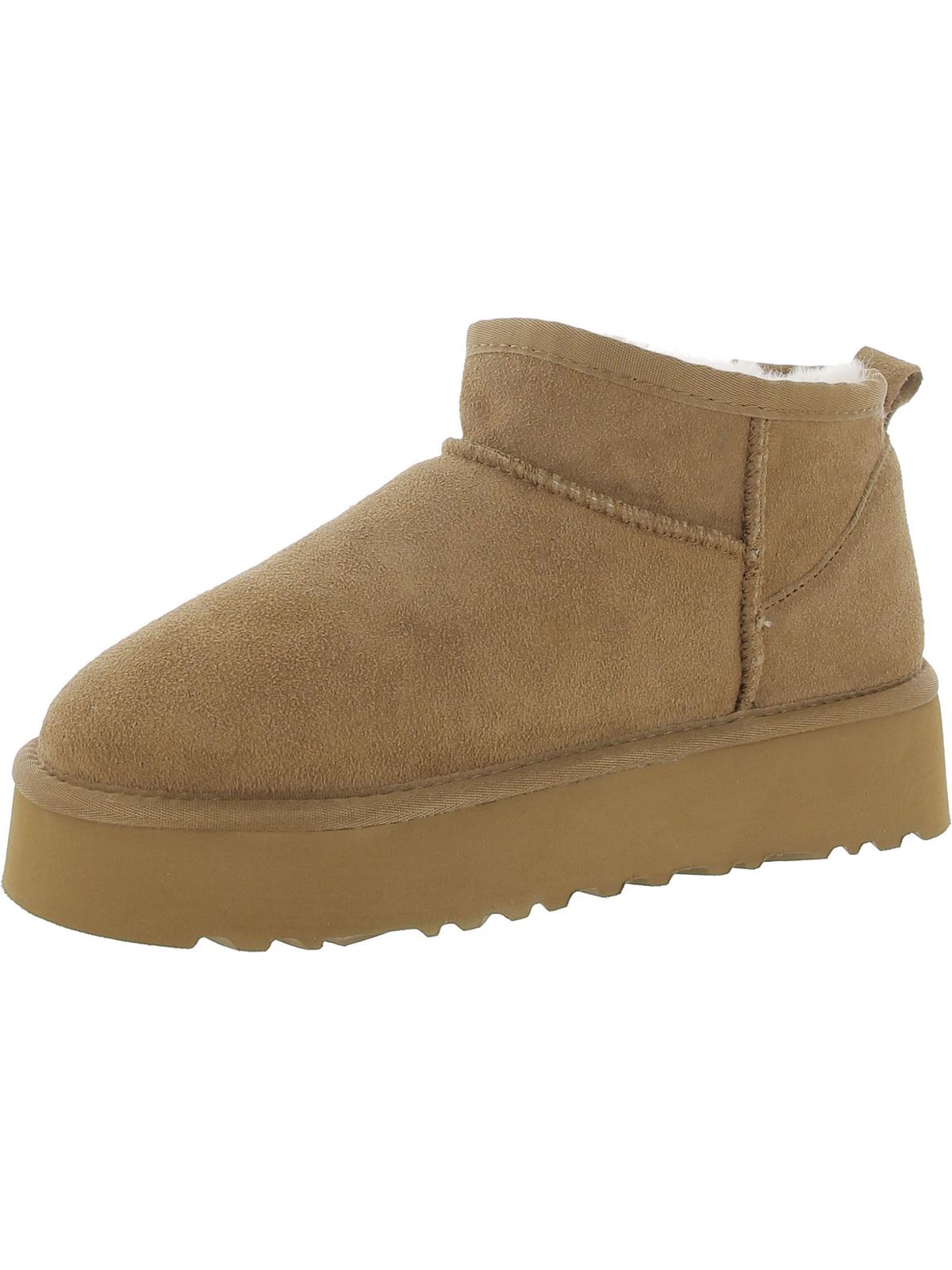 Classic Ultra Mini Platform Womens Suede Sherpa Ankle Boots