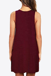 Full Size Round Neck Sleeveless Dress with Pockets