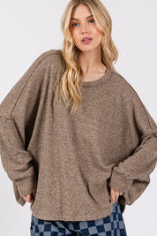 SAGE + FIG Round Neck Batwing Sleeve Oversize Top