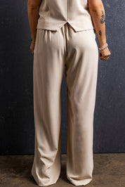 Ruched Wide Leg Pants with Pockets