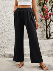 Elastic Waist Wide Leg Pants