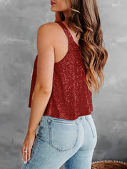 Sequin Scoop Neck Tank