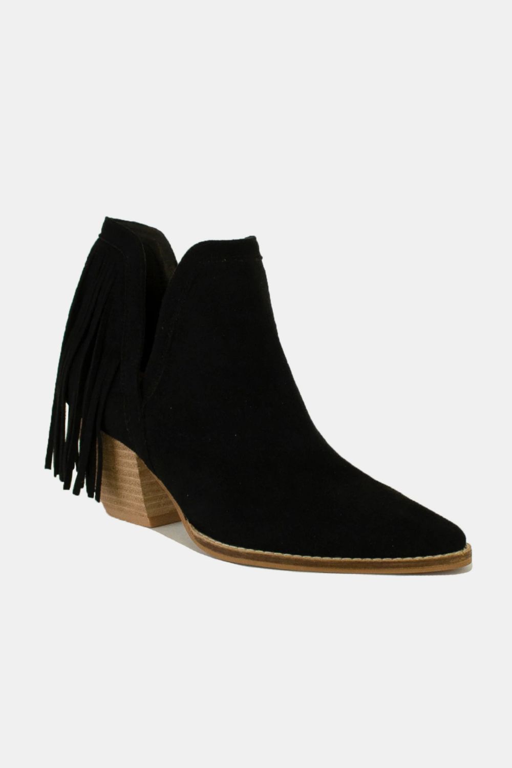 Beast Fashion Fringe Side V-Cut Ankle Booties