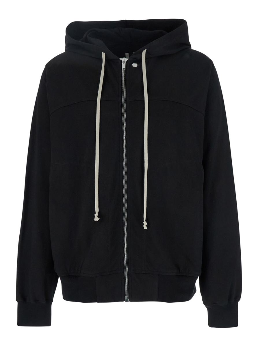 'Windbreaker' Black Hooded Sweatshirt In Cotton Man