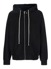 'Windbreaker' Black Hooded Sweatshirt In Cotton Man