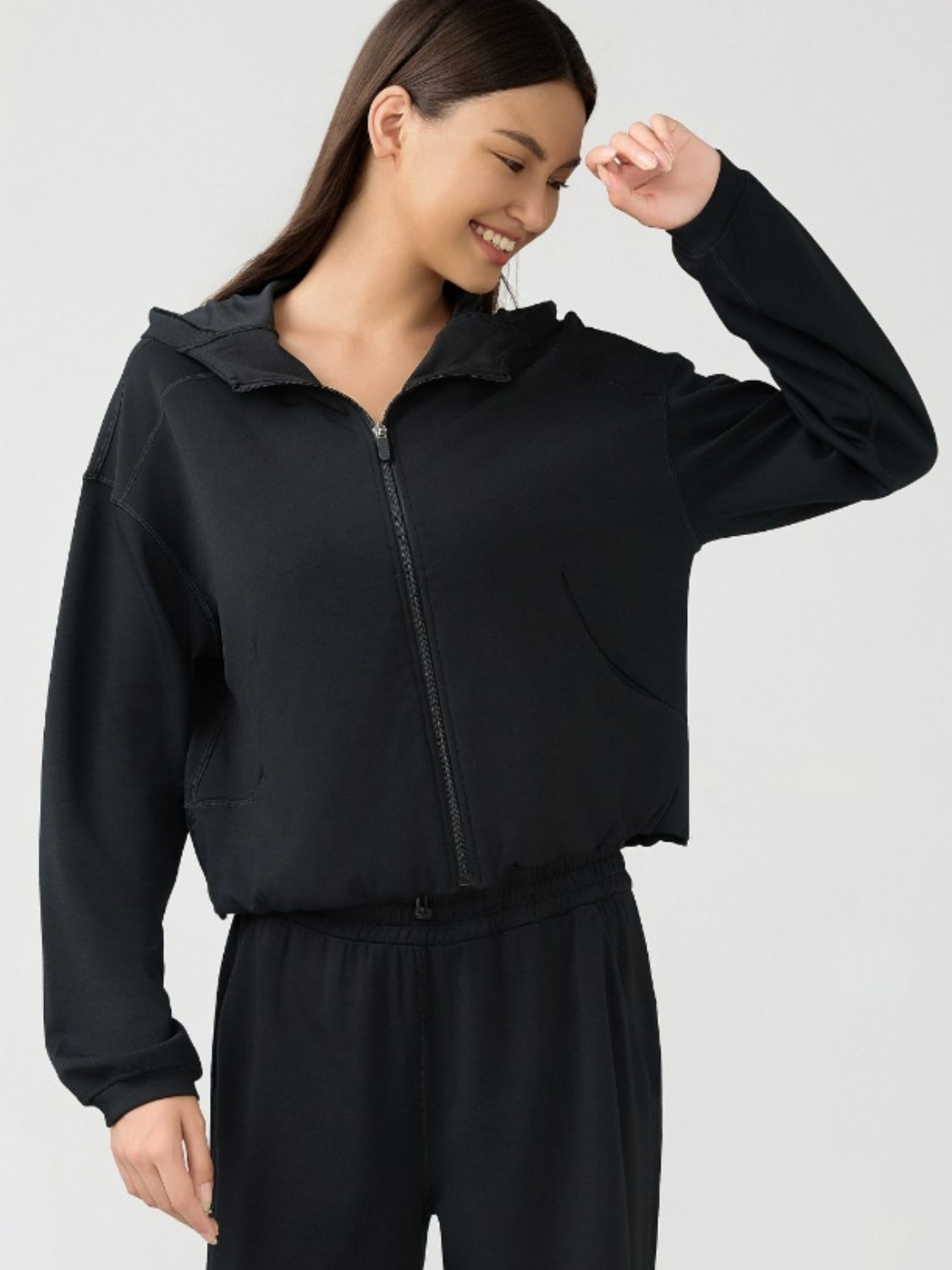 Millennia Zip Up Dropped Shouder Active Hooded