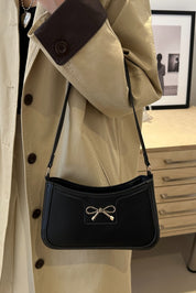 Bow Trim PU Leather Shoulder Bag