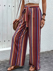 Perfee Tied Geometric Wide Leg Pants