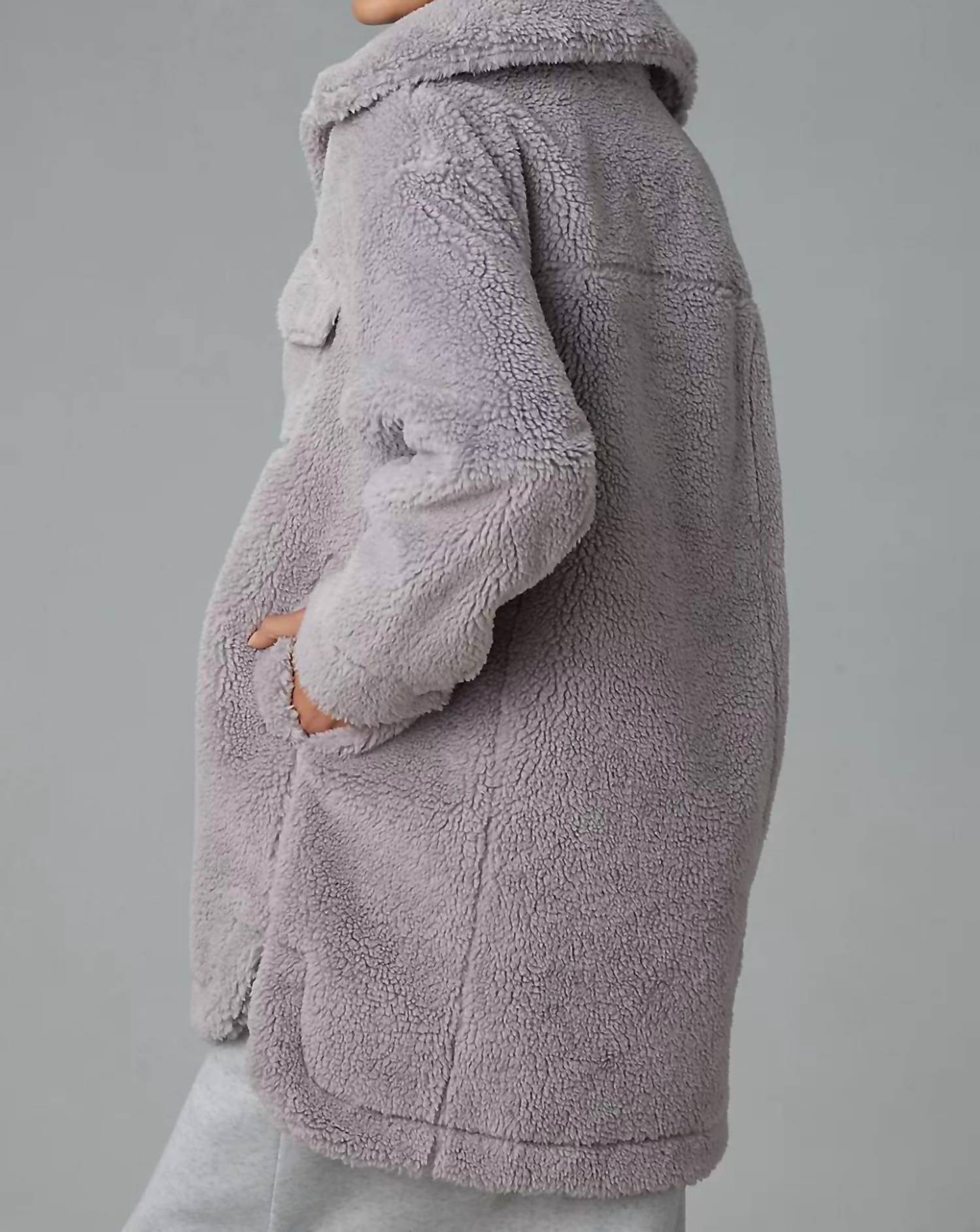 Frankie Uggfluff Shirt Jacket In Cloudy Grey