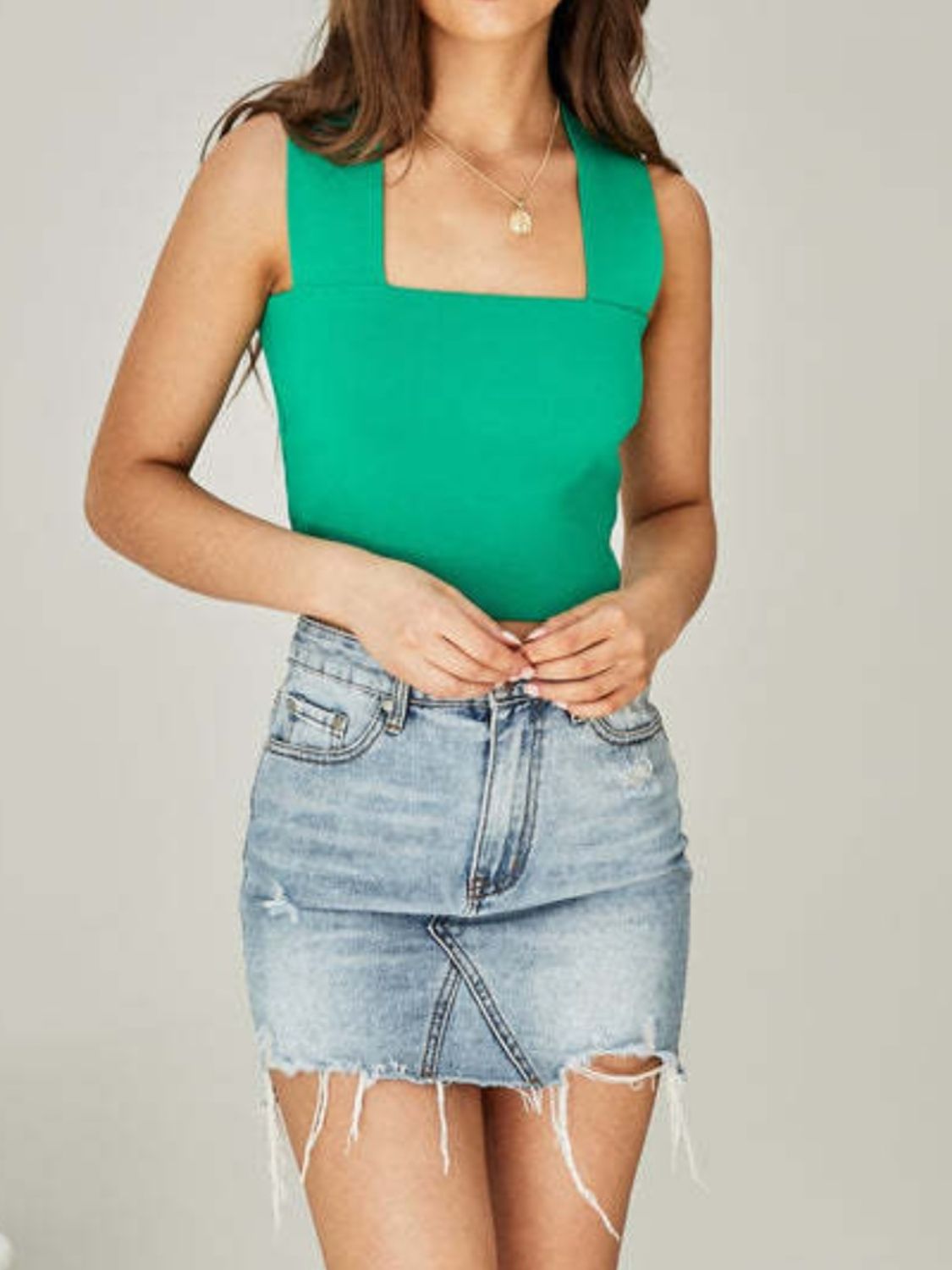 Square Neck Wide Strap Tank