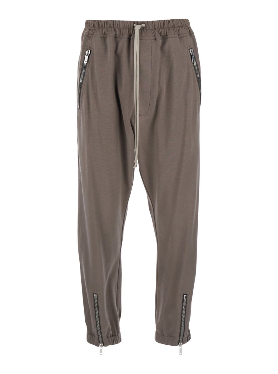 'Tecuatl' Grey Pants With Elastic Waist With Drawstring And Zip At The Ankles In Cotton Man