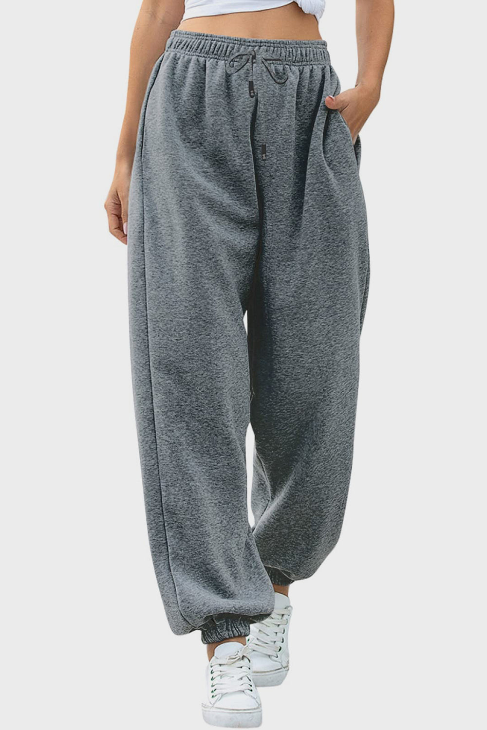 Elastic Waist Joggers with Pockets