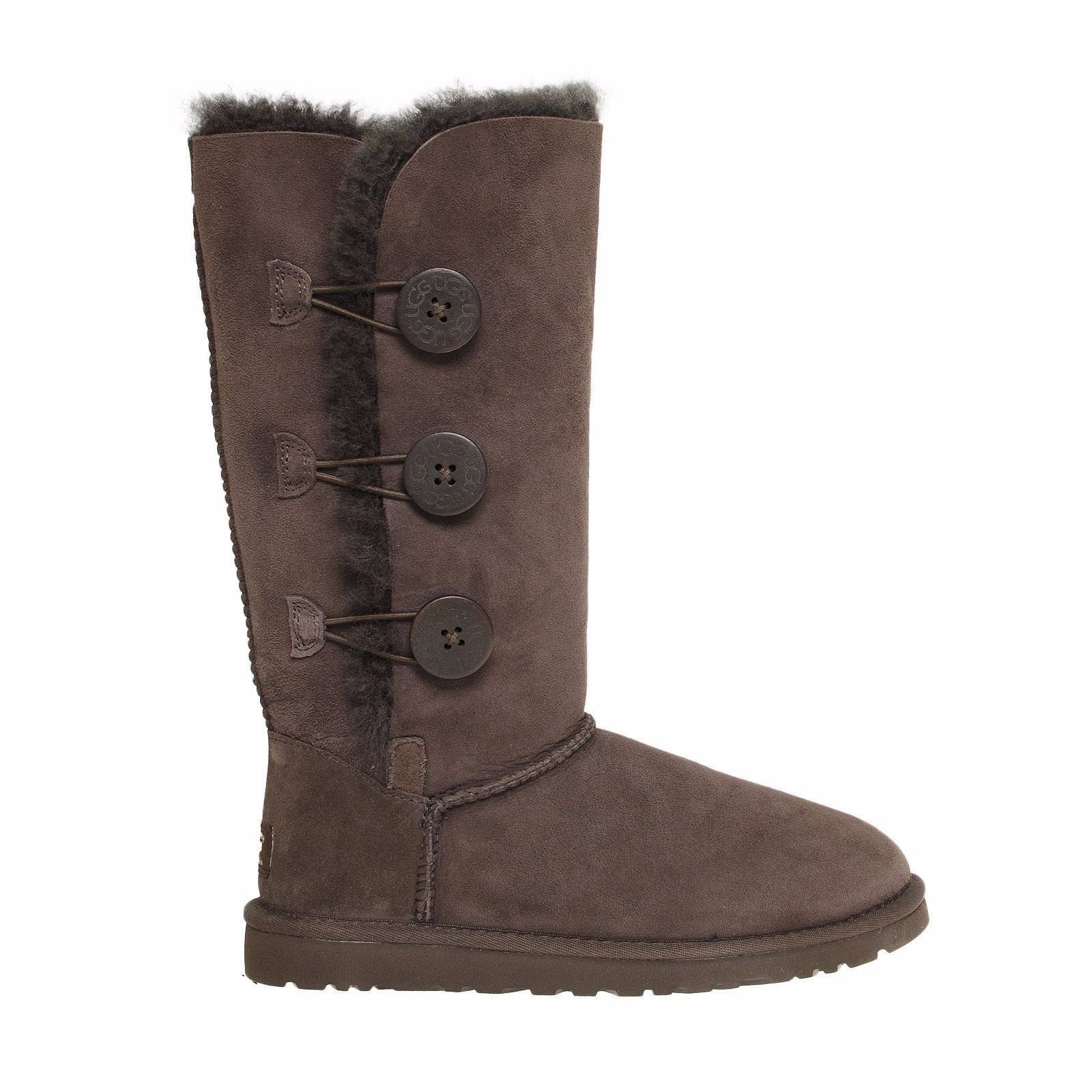 UGG Bailey Button Triplet Chocolate Boots