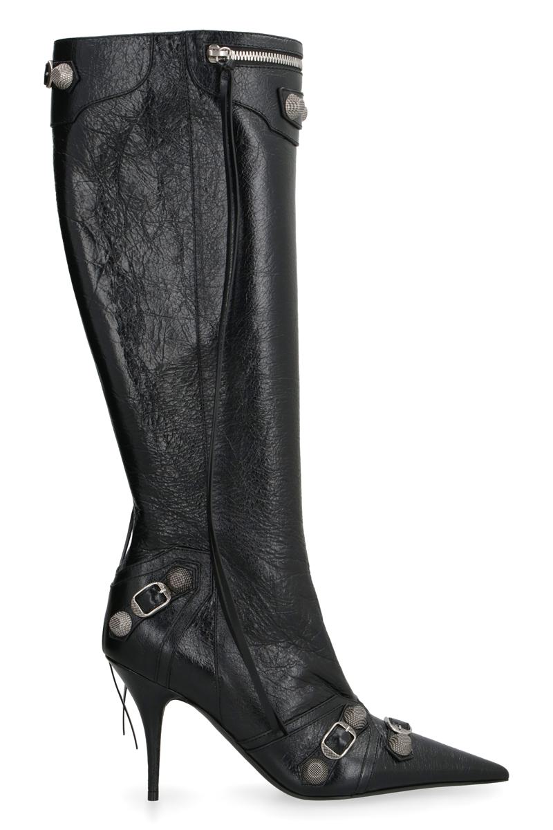 Balenciaga Cagole Leather Pointy-Toe Boots