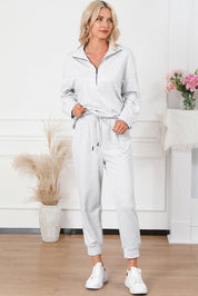 Half Zip Sweatshirt and Drawstring Sweatpants Set