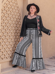 Plus Size Printed Wide Leg Pants