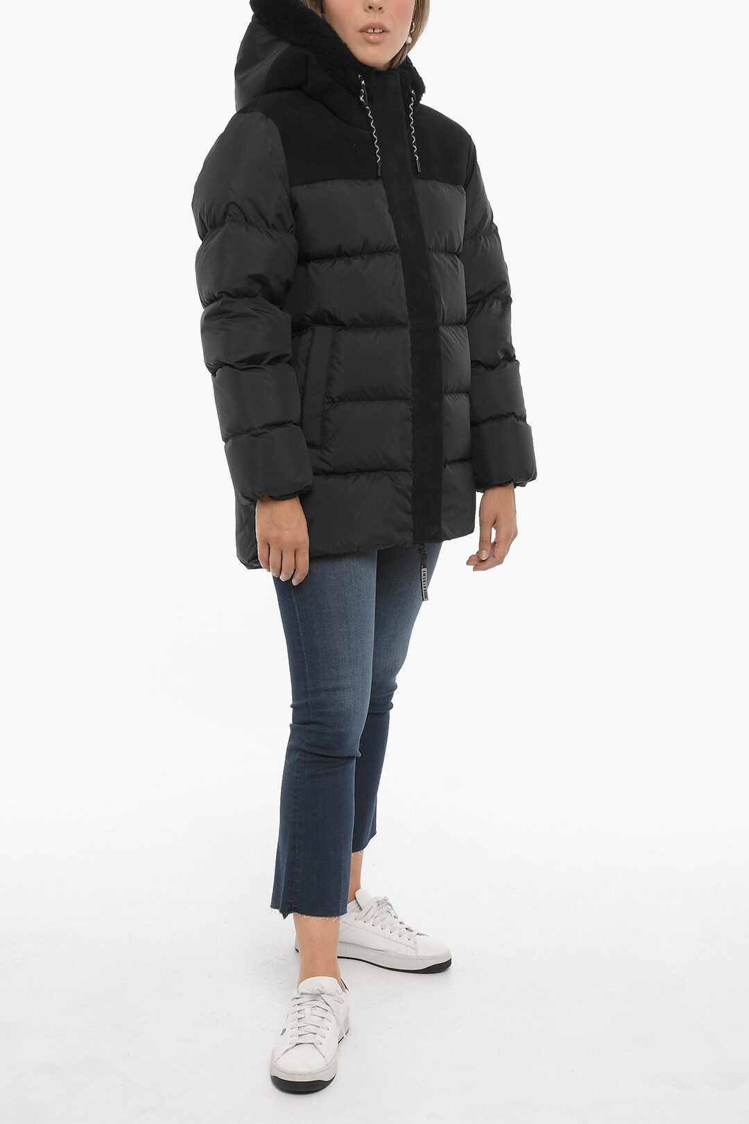 UGG Quilted SHASTA Down Jacket with Nabuk Insert and Real Fur De