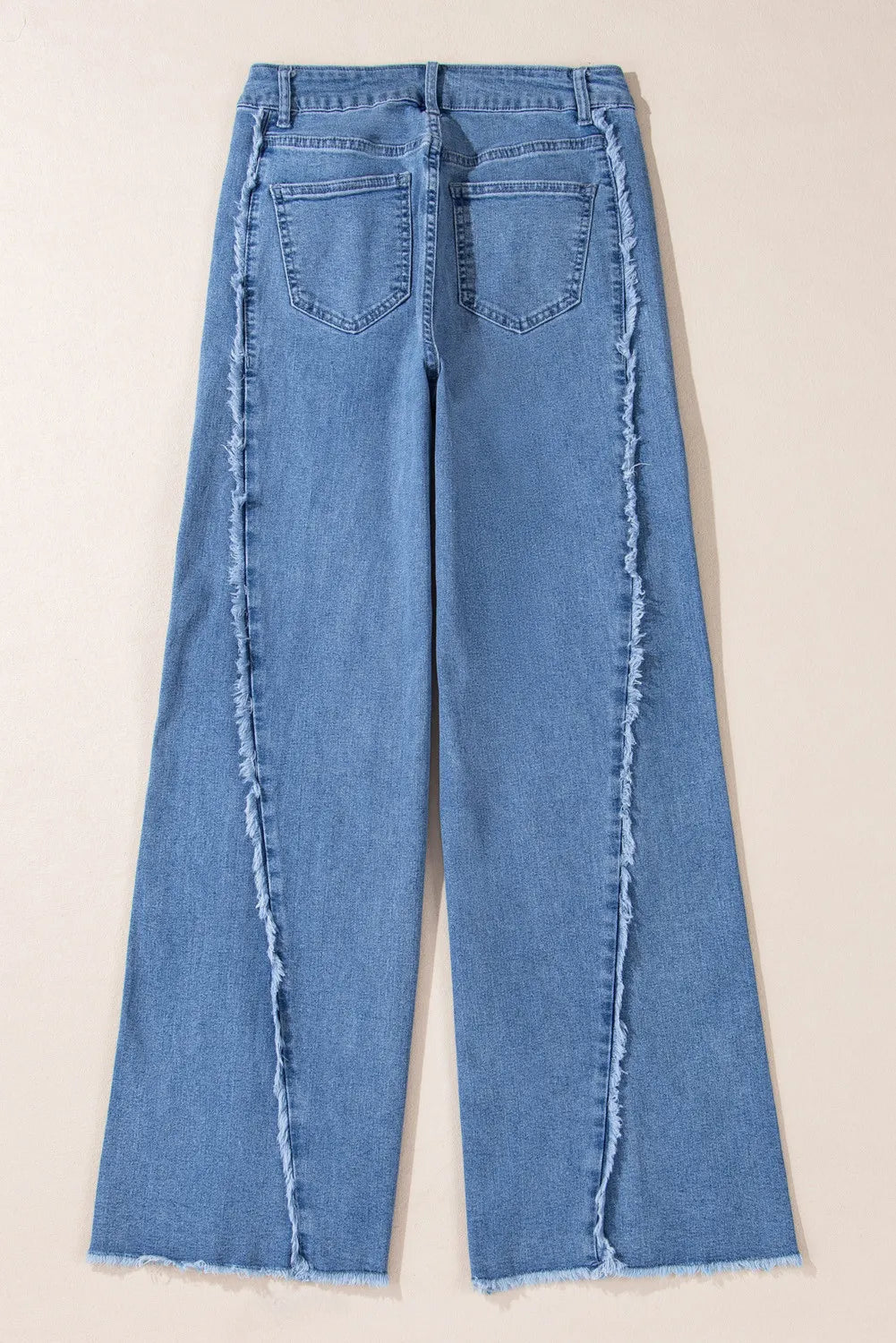 Raw Hem Wide Leg Jeans with Pockets